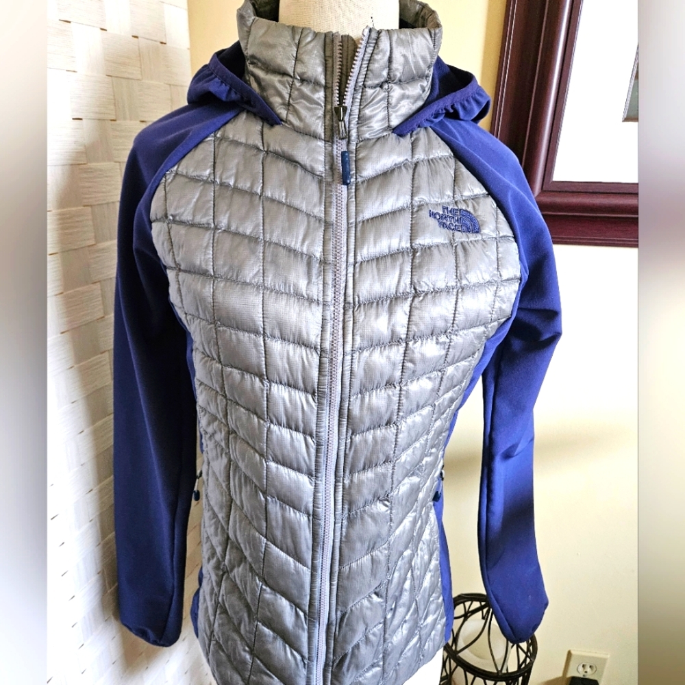 The North Face Women's Silver & Blue Ski Insulated Jacket with Hood